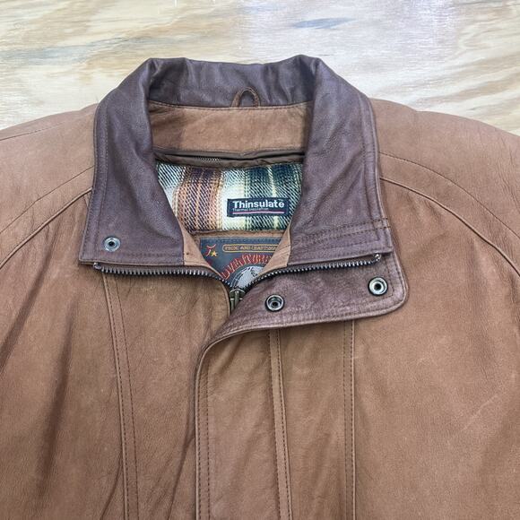 Vintage Wilsons Adventure Bound Bomber Jacket Mens Large Brown Suede Thinsulate - Picture 6 of 16